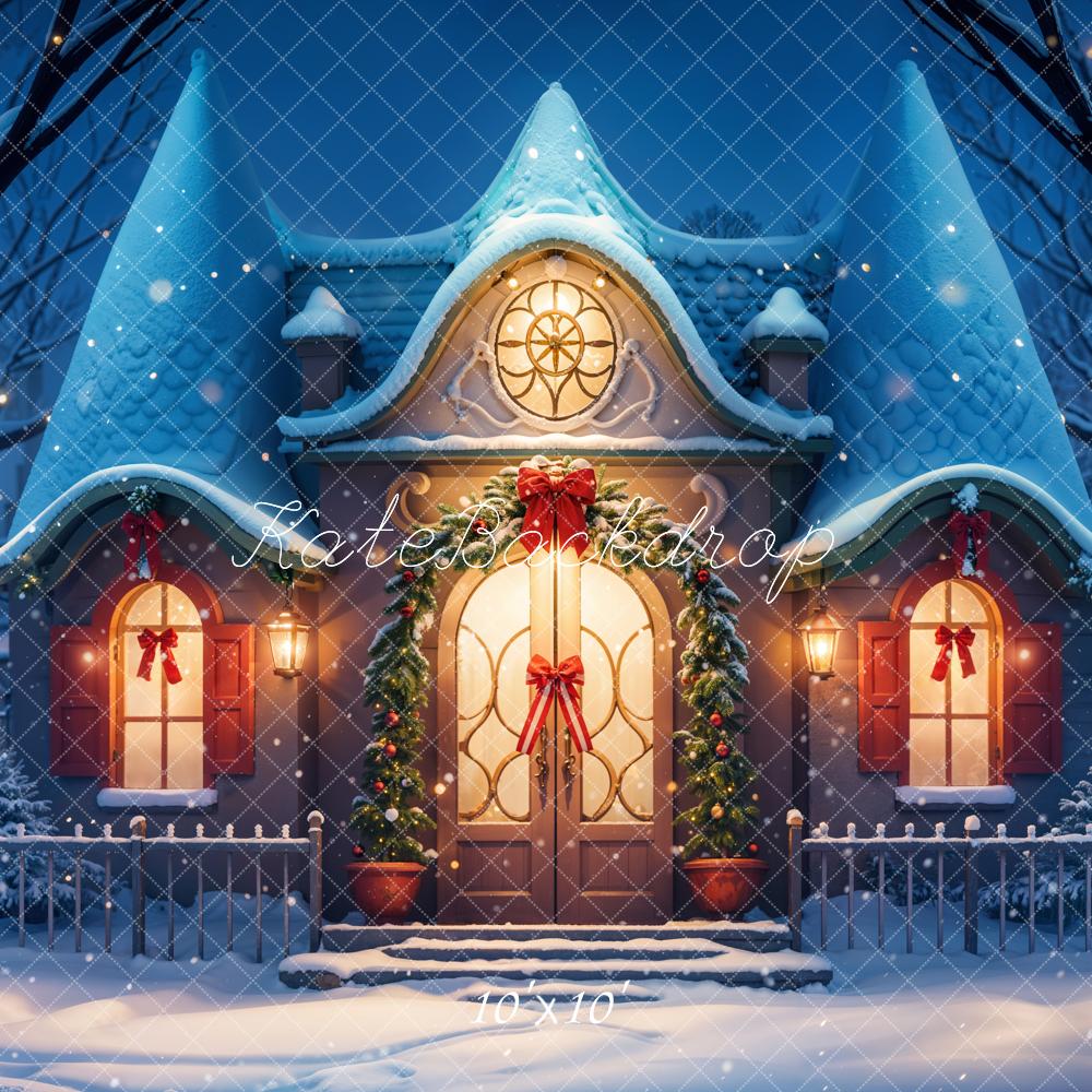 Fantasy Cartoon Invernale Sfondo Casa Blu realizzato da GQ