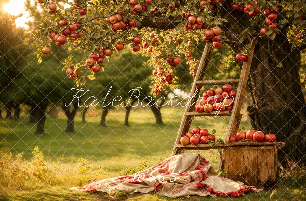 TEST Kate Autumn Outdoor Forest Red Apple Orchard Backdrop Designed by Emetselch