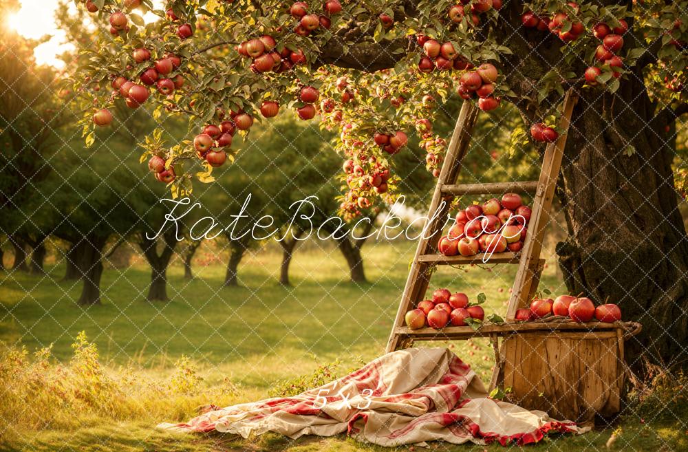 TEST Kate Autumn Outdoor Forest Red Apple Orchard Backdrop Designed by Emetselch