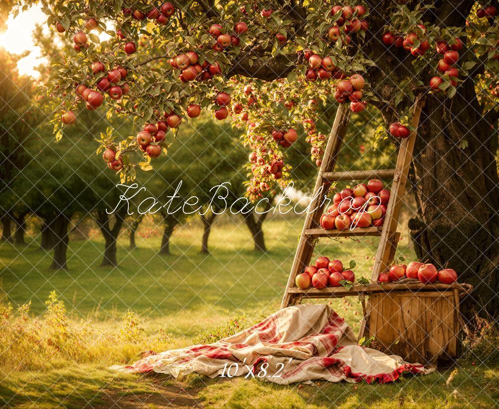 Kate Autumn Outdoor Forest Red Apple Orchard Backdrop Designed by Emetselch