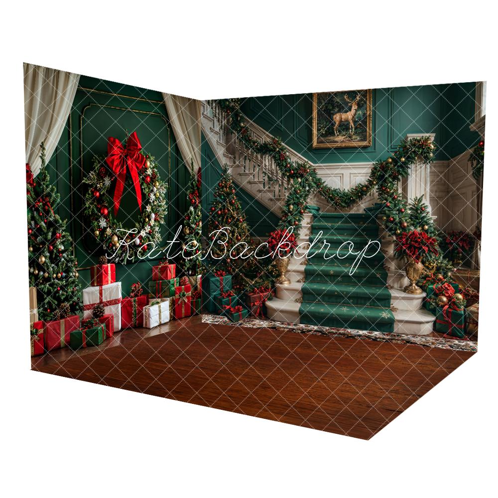 Kerst Retro Witte Groene Marmer Trap Kamer Set