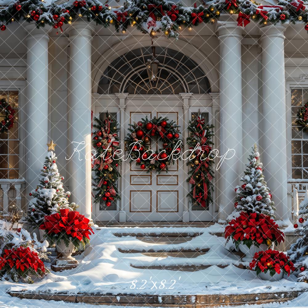 Kate Christmas White Vintage House Backdrop Designed by Emetselch