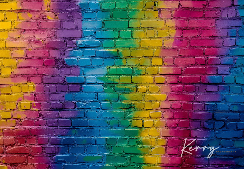 Kate Colorful Graffiti Rainbow Brick Wall Backdrop for Photography Designed by Kerry Anderson