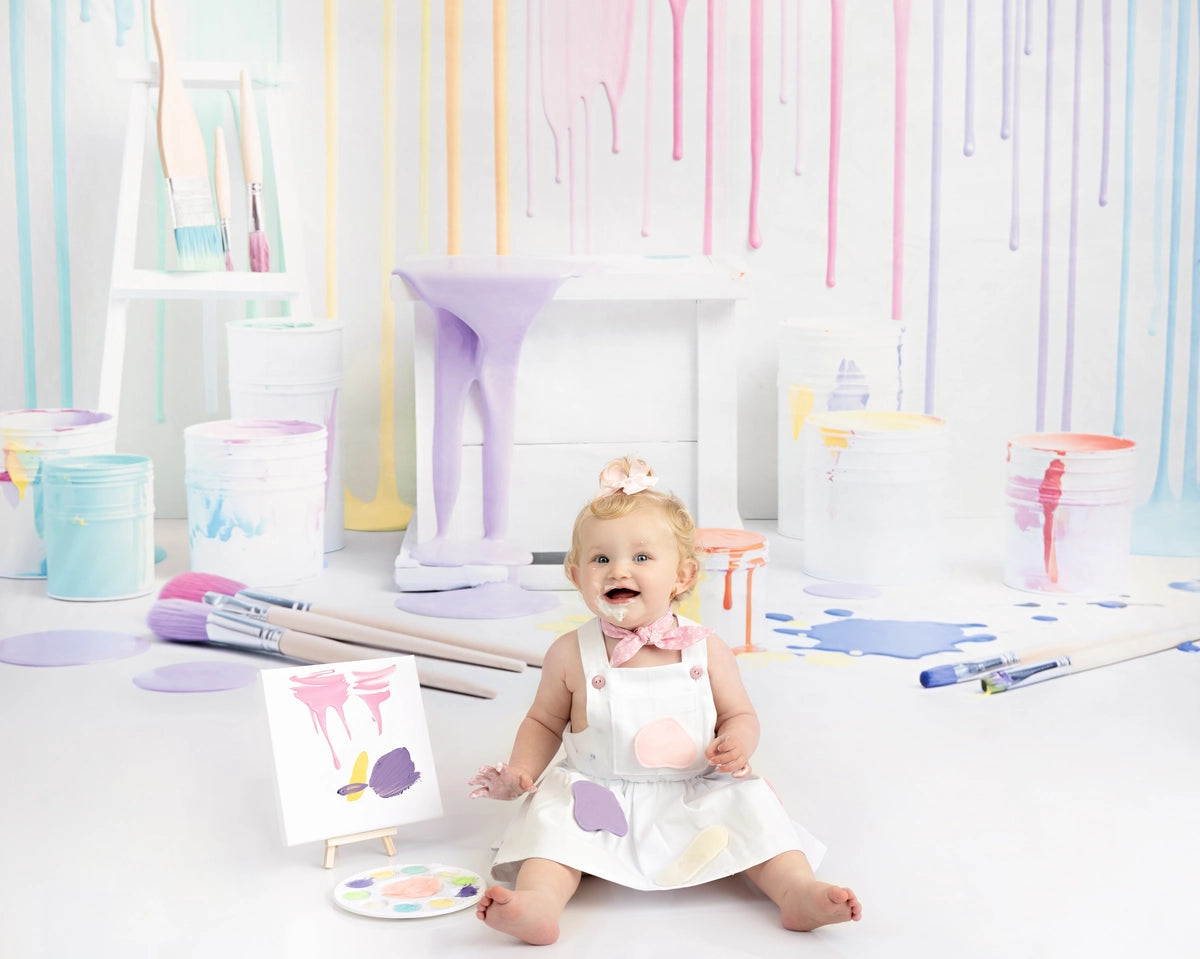 Kate Colorful Light Watercolor Painting Wall Backdrop for Photography Designed by Kerry Anderson