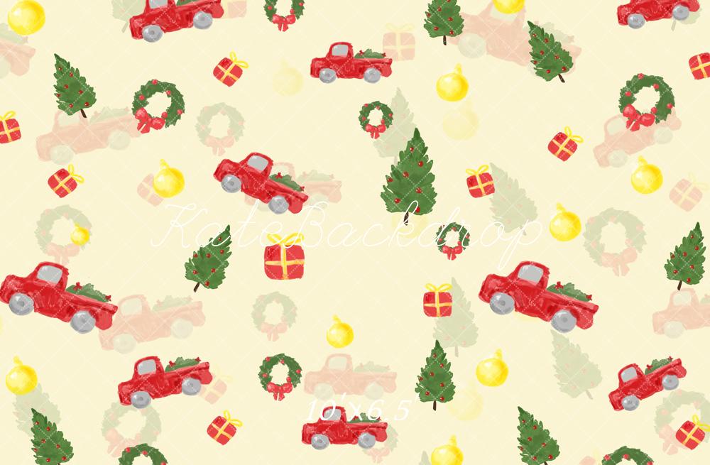 Kate Christmas Tree Red Truck Gift Backdrop Designed by Chain Photography