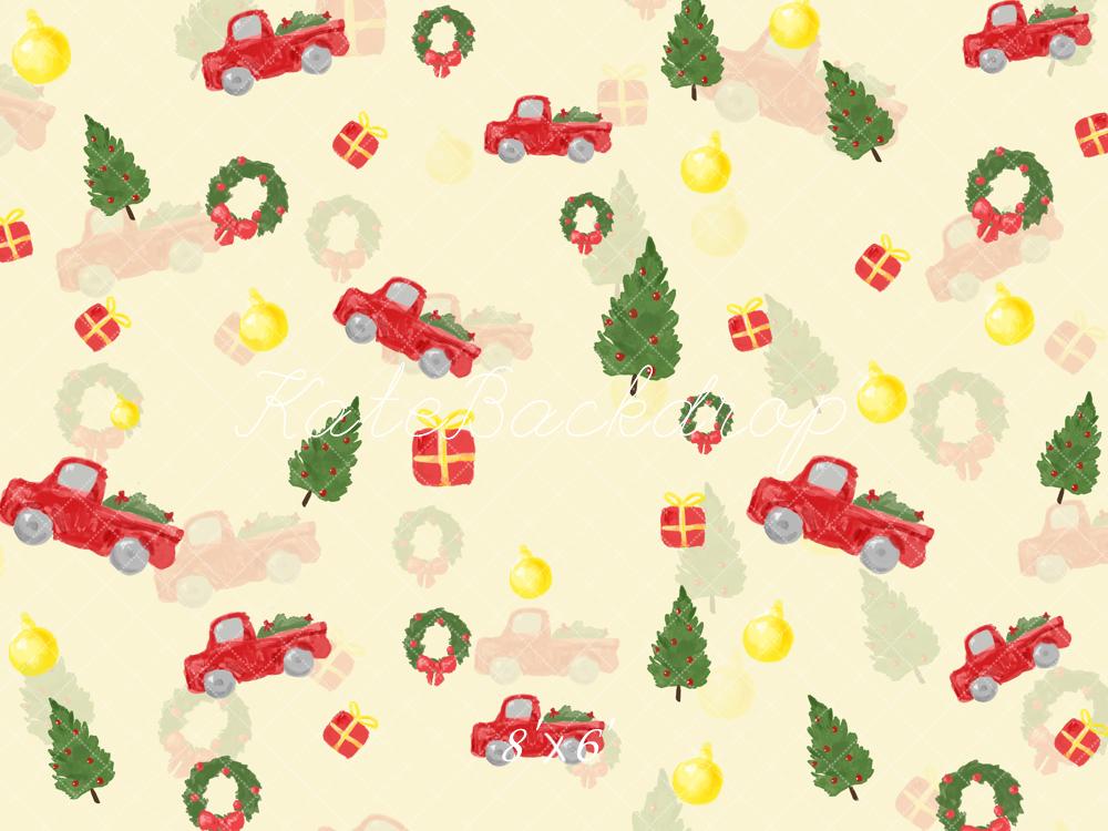 Kate Christmas Tree Red Truck Gift Backdrop Designed by Chain Photography