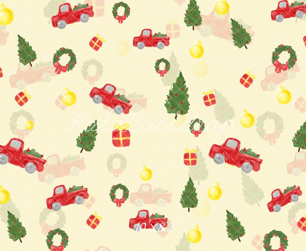 Kate Christmas Tree Red Truck Gift Backdrop Designed by Chain Photography