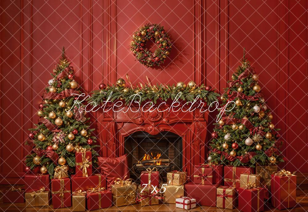 Sfondo camino retrò rosso natalizio di Kate Winter Christmas progettato da Emetselch