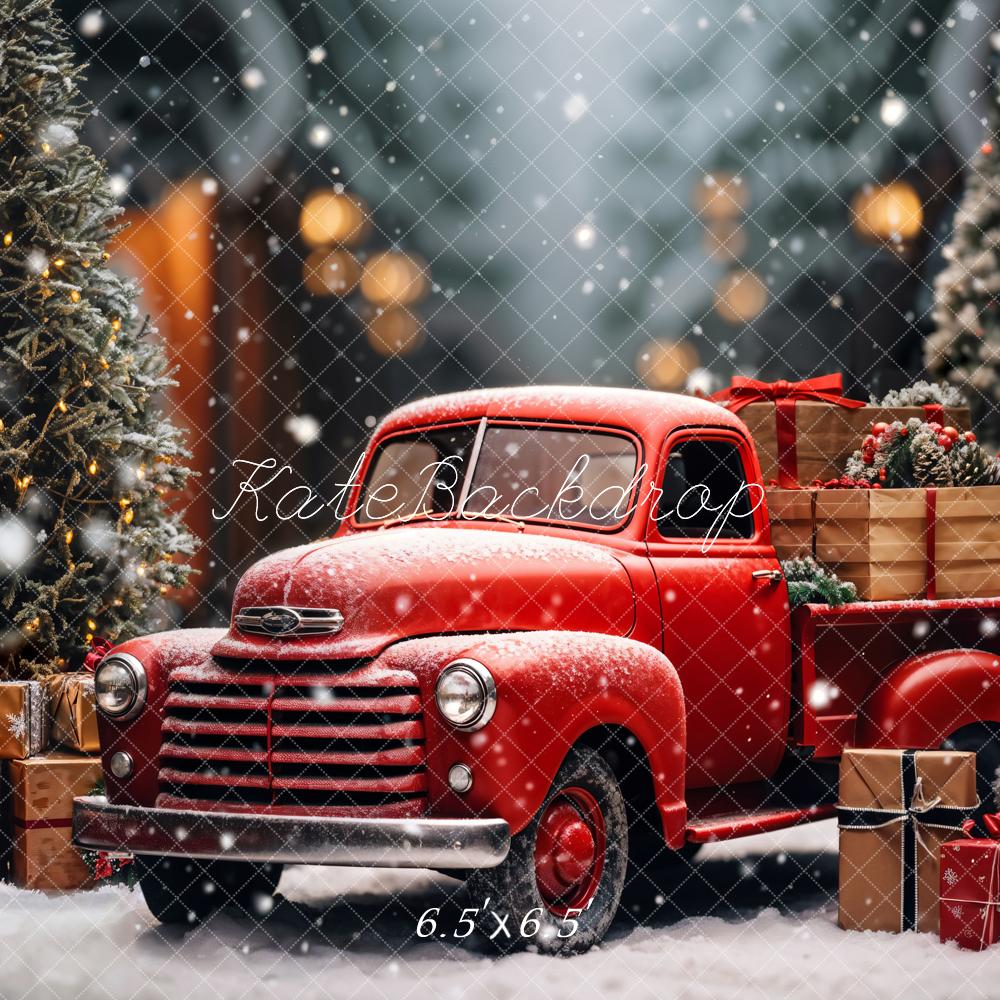 Kate Christmas Teddy Bear Red Truck Backdrop Designed by Emetselch