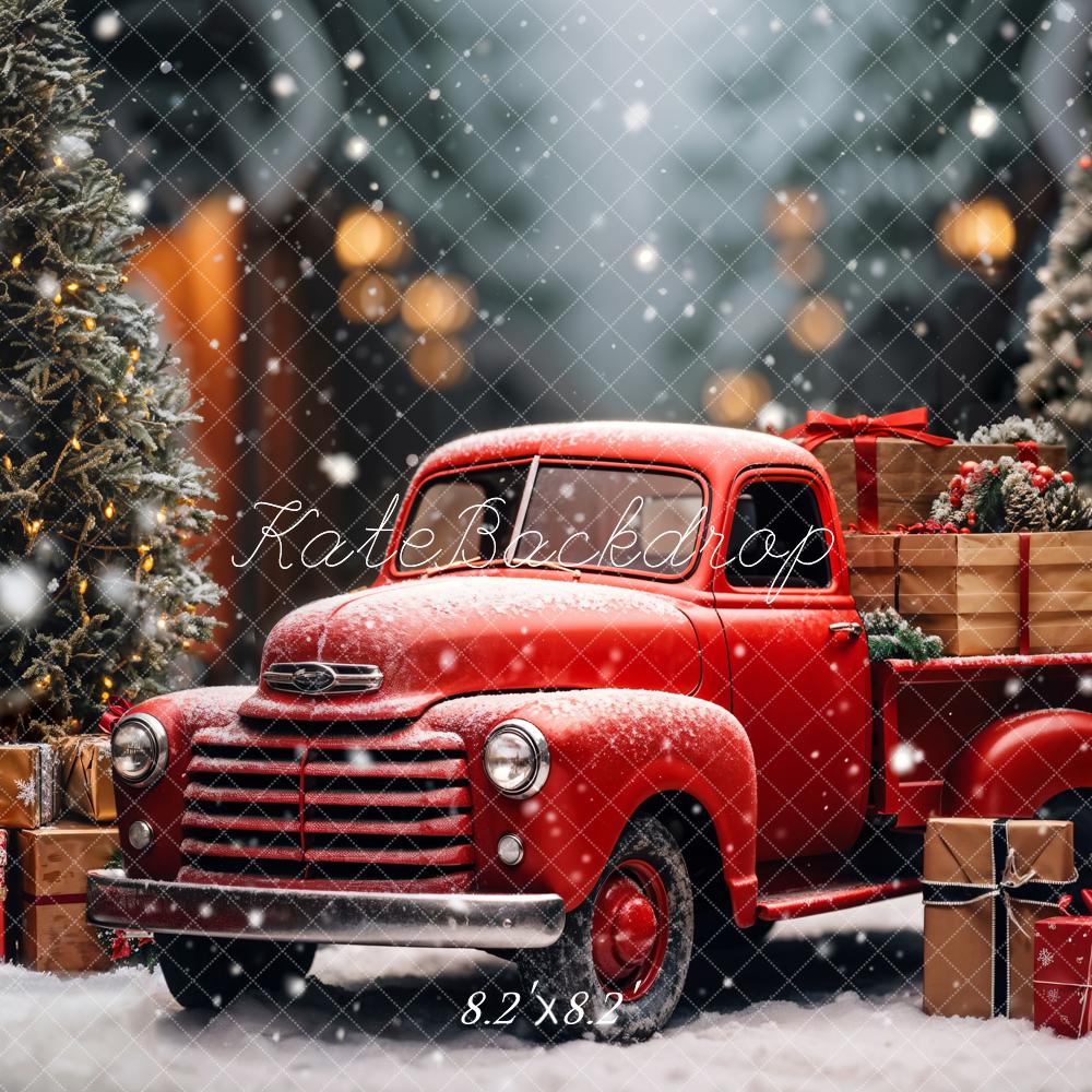 Kate Christmas Teddy Bear Red Truck Backdrop Designed by Emetselch