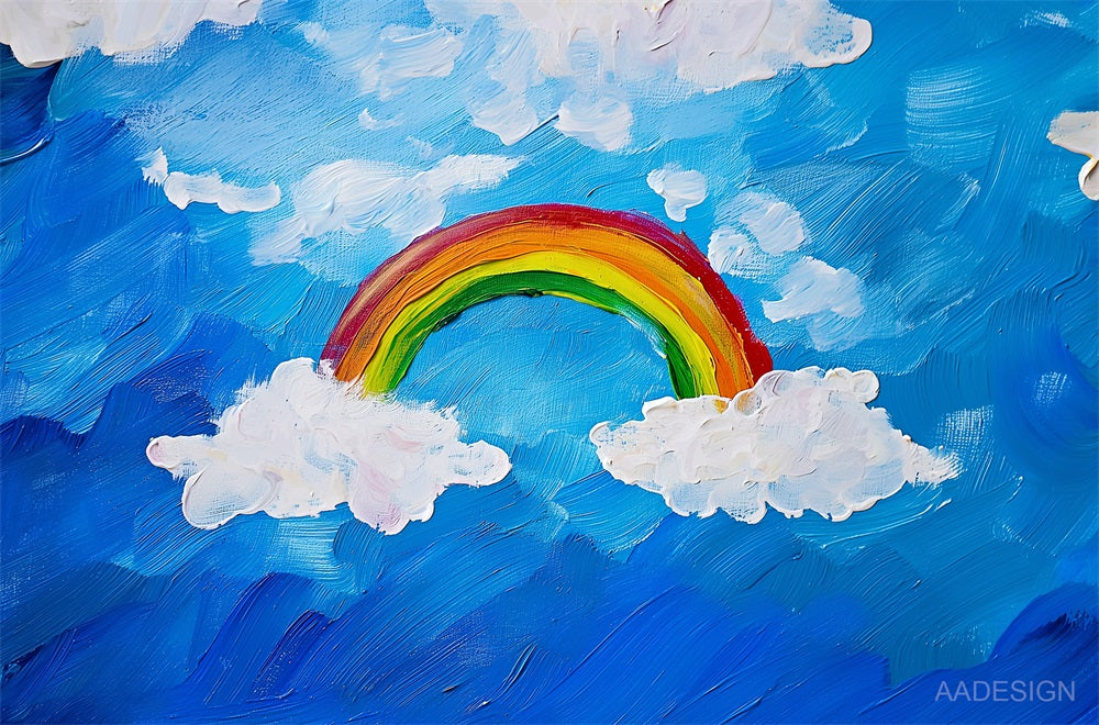 TEST Kate Fine Art Cartoon Painting Rainbow Backdrop for Photography Designed by AADESIGN