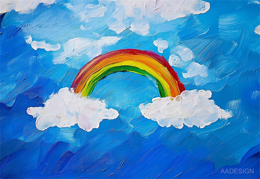 TEST Kate Fine Art Cartoon Painting Rainbow Backdrop for Photography Designed by AADESIGN