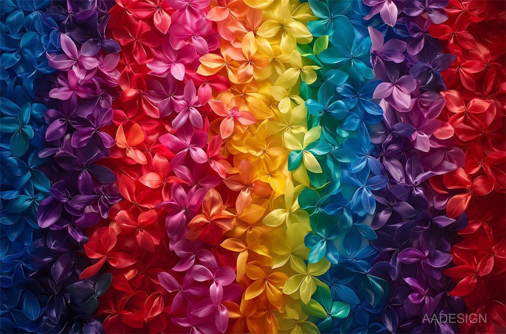 Fijne kunst regenboog bloemenachtergrond voor fotografie ontworpen door AADES