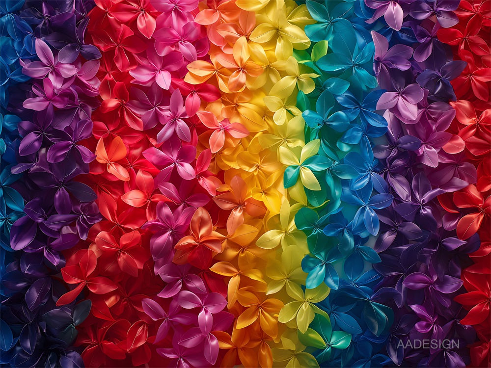 Fijne kunst regenboog bloemenachtergrond voor fotografie ontworpen door AADES