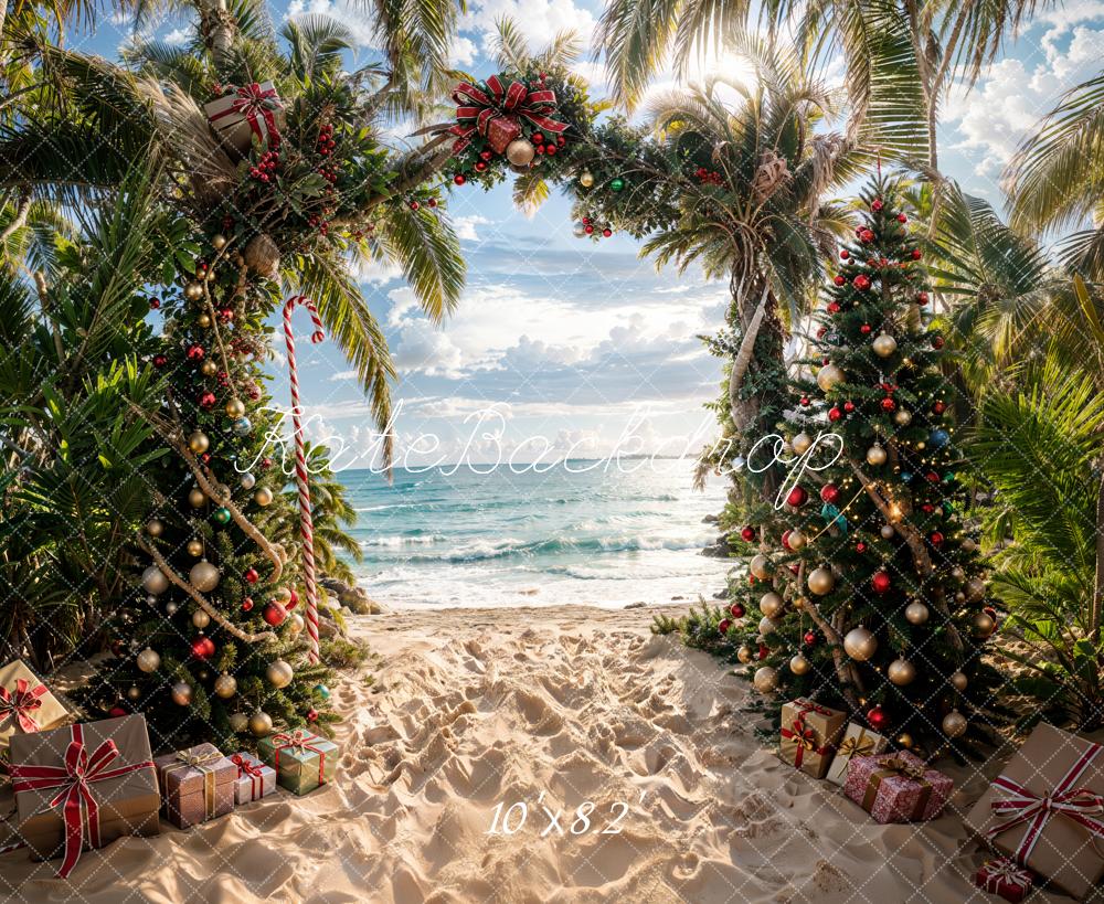 {Kate Natale Mare Spiaggia Verde Pianta Arch Backdrop Progettato da Emetselch}