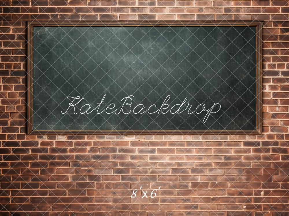 Kate Back to School Blackboard Red Brick Wall Backdrop Designed by Chain Photography