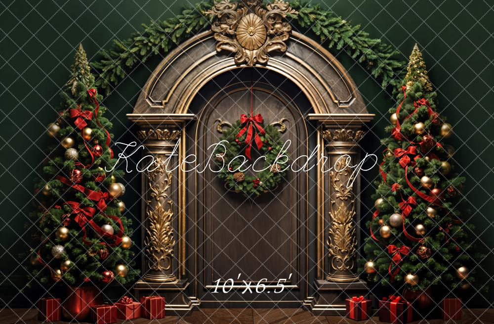 Natale Brown Golden Retro Arched Door Sfondo Progettato da Emetselch