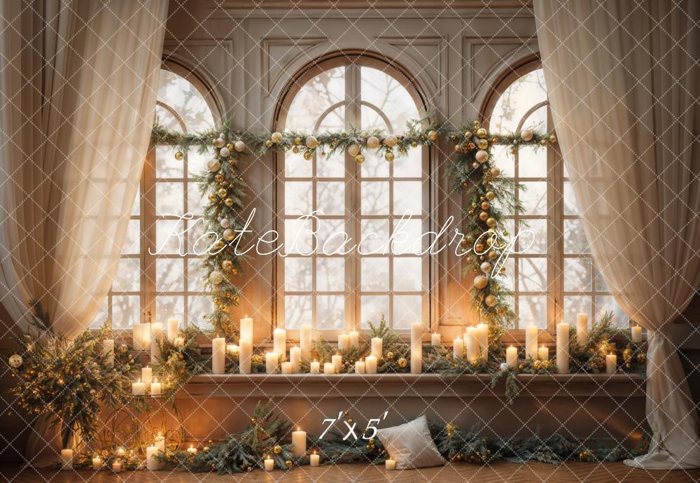 Kerst Binnen Wit Gordijn Bloemenboog Raamdecoratie Ontworpen door Emetselch