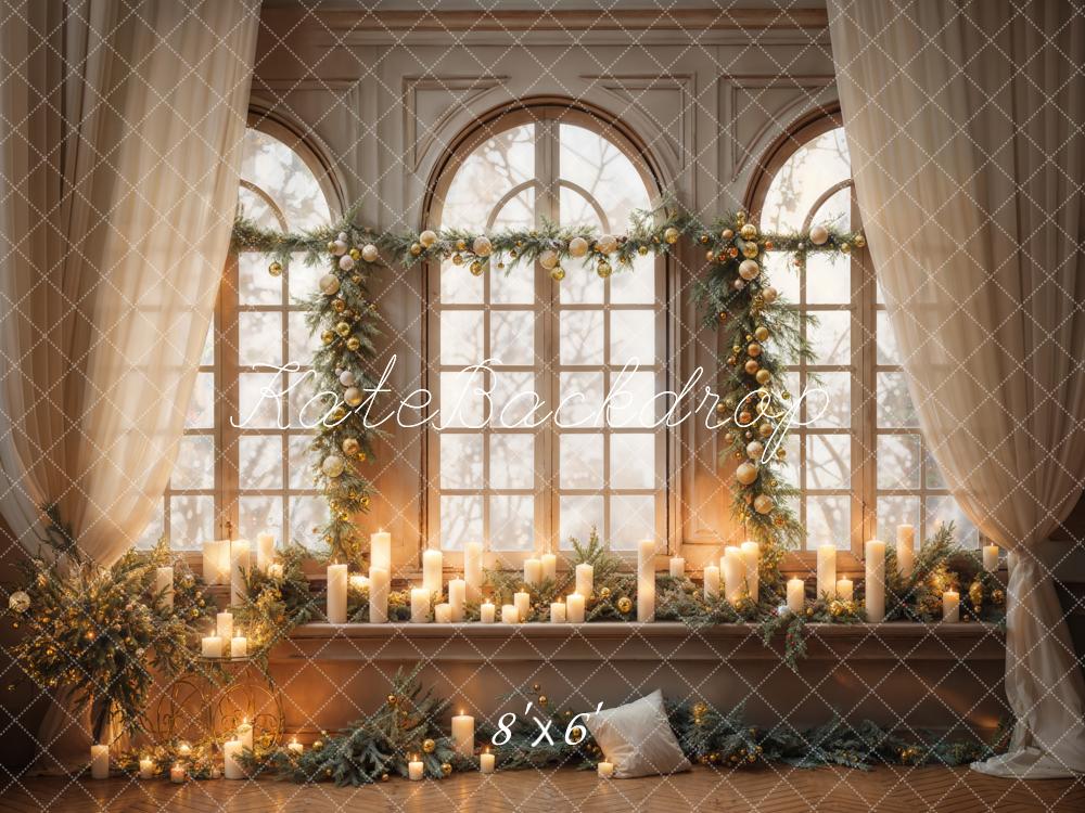 Kerst Binnen Wit Gordijn Bloemenboog Raamdecoratie Ontworpen door Emetselch
