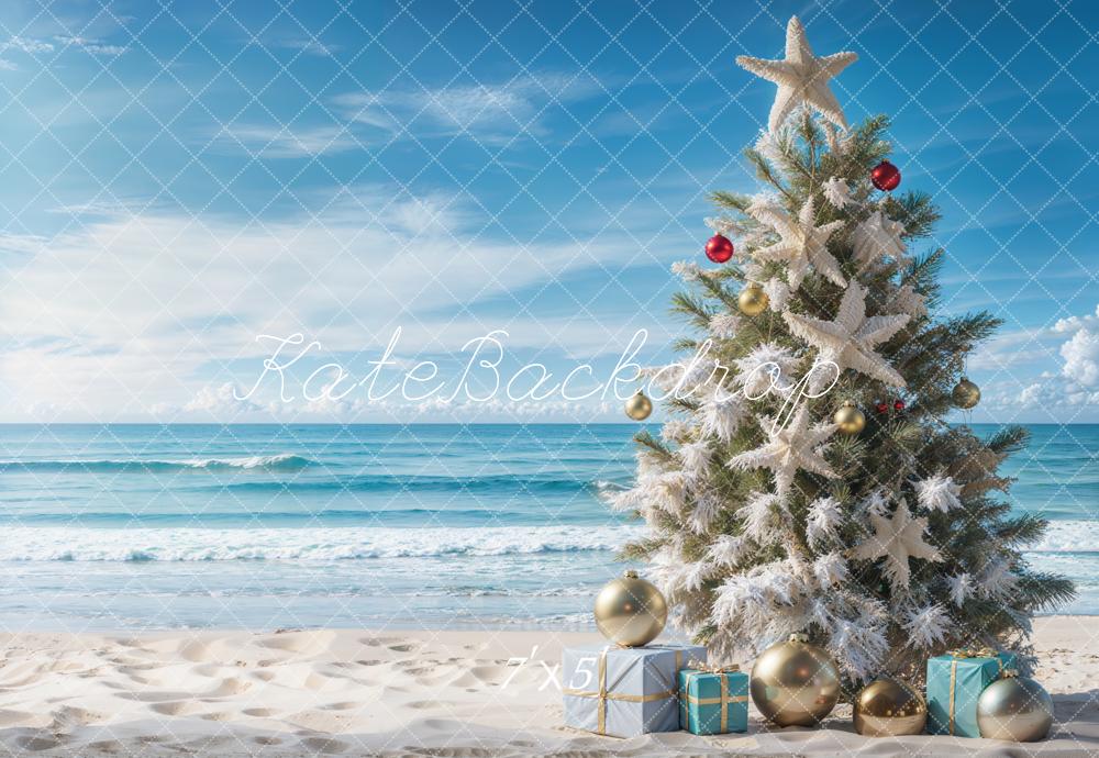 Kerst Zee Strand Achtergrond Ontworpen door Emetselch