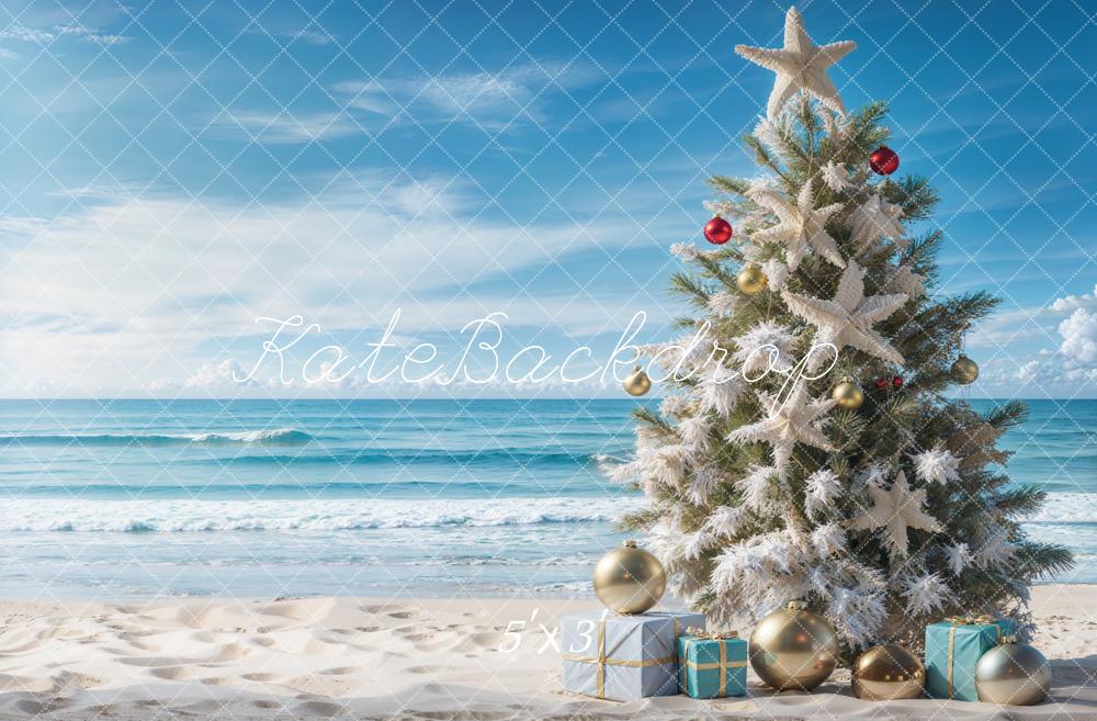 Kerst Zee Strand Achtergrond Ontworpen door Emetselch