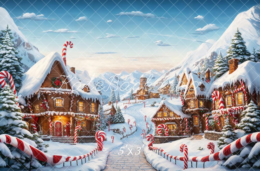 Kate Christmas Fantasy Cartoon Gingerbread Town Backdrop Designed by Emetselch