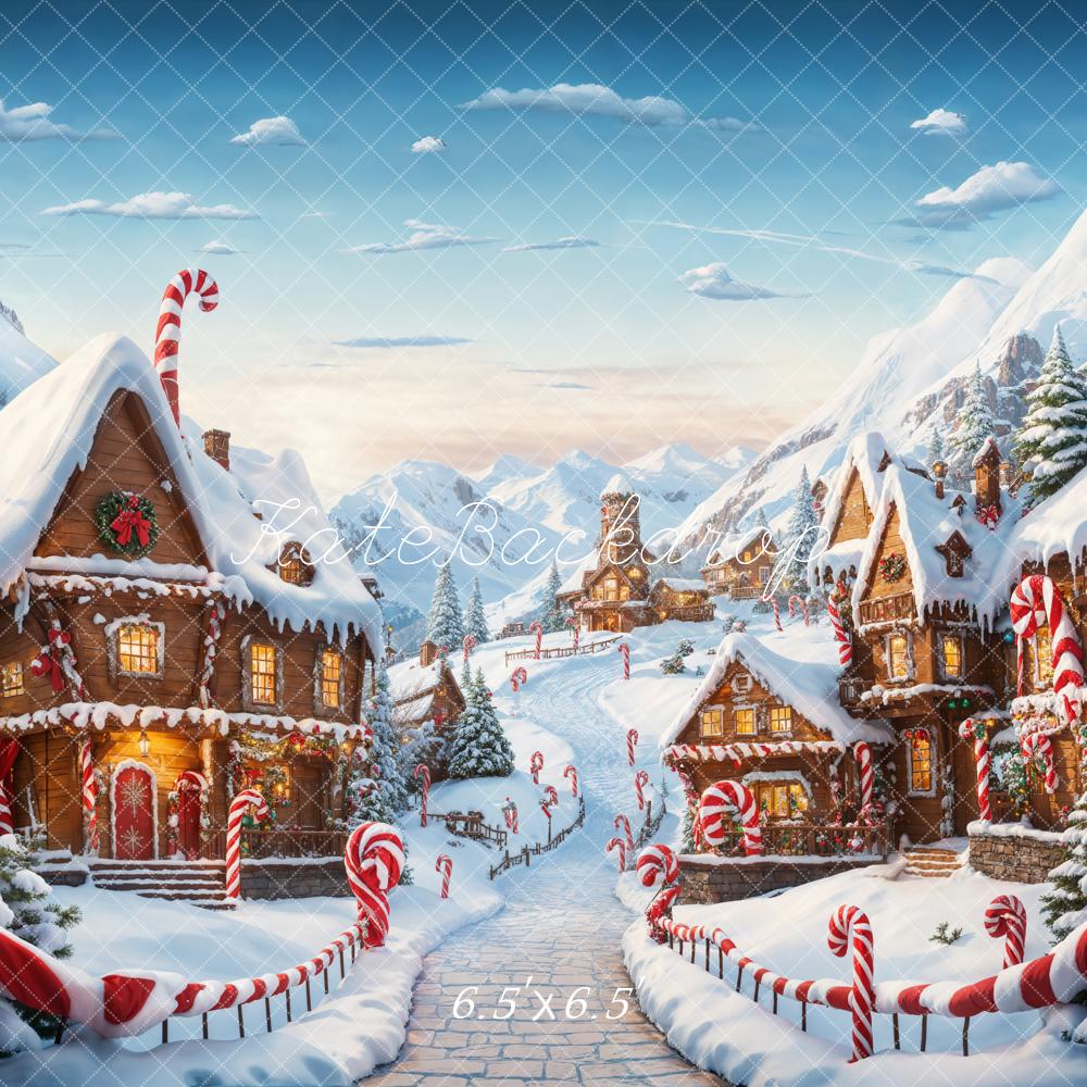 TEST Kate Christmas Fantasy Cartoon Gingerbread Town Backdrop Designed by Emetselch