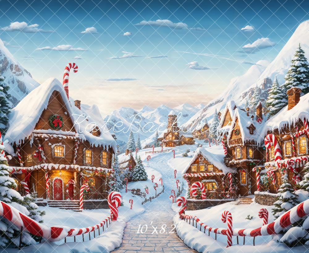 TEST Kate Christmas Fantasy Cartoon Gingerbread Town Backdrop Designed by Emetselch
