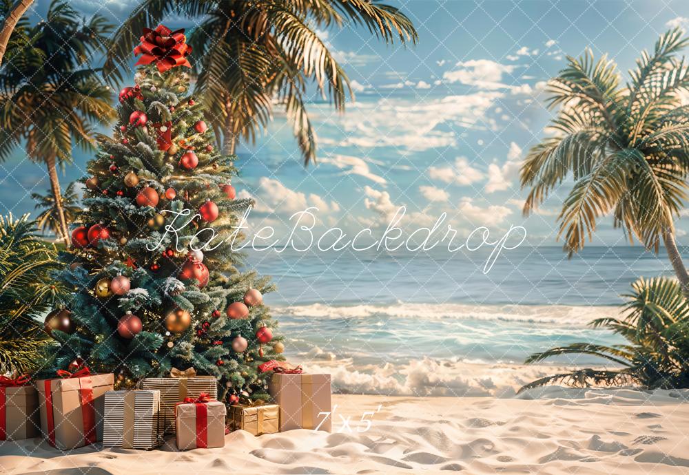 Kate Tropical Christmas Sea Beach Backdrop Designed by Emetselch