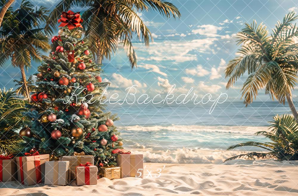 Kate Tropical Christmas Sea Beach Backdrop Designed by Emetselch