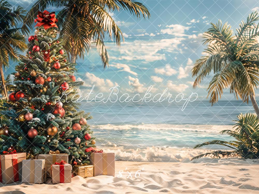 Tropisch Kerstzee strandachtergrond ontworpen door Emetselch.