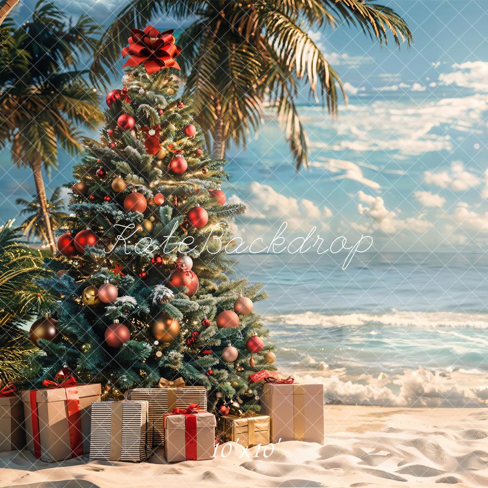 Tropisch Kerstzee strandachtergrond ontworpen door Emetselch.