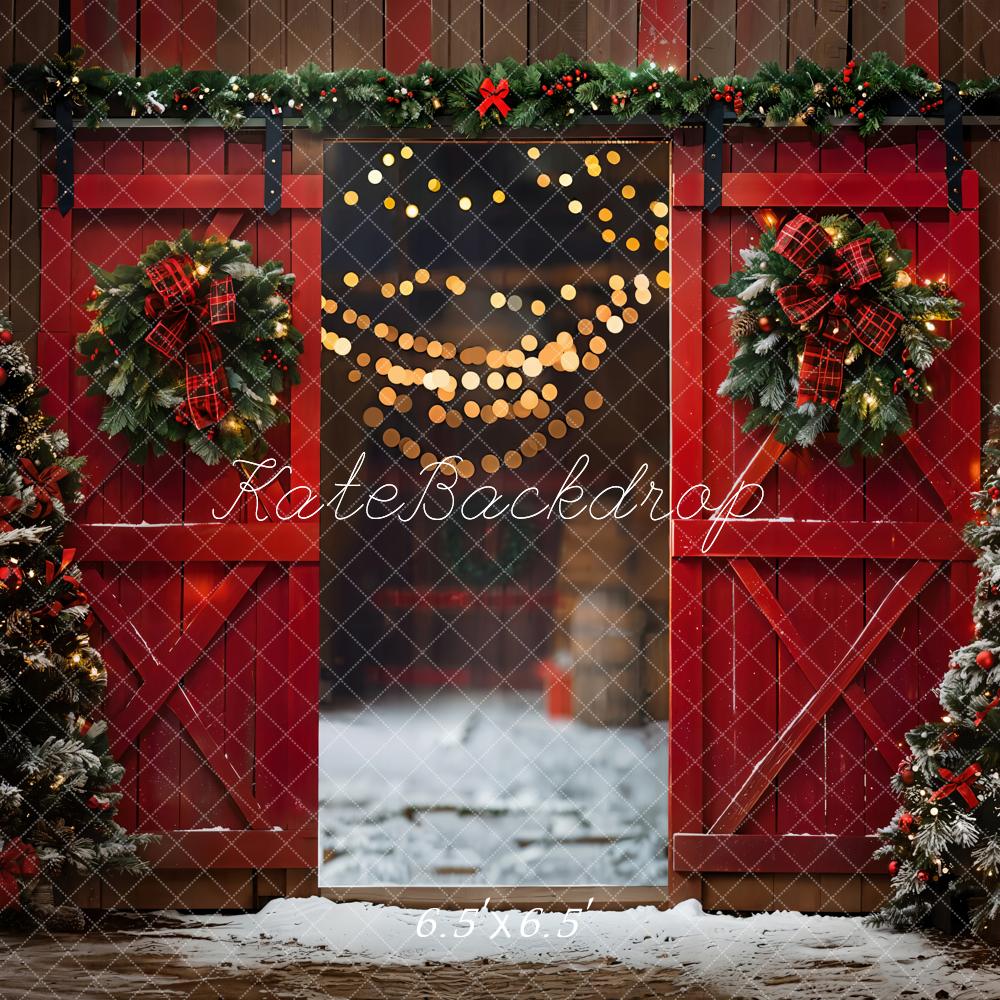 Notte di Natale Sfondo Porta di Fienile Rossa Progettato da Emetselch