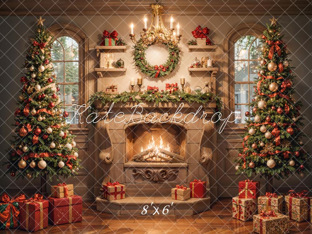 TEST Kate Christmas Indoor White Vintage Floral Marble Fireplace Backdrop Designed by Emetselch