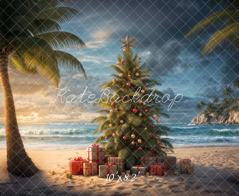 Kate Christmas Sea Beach Island Sunset Backdrop Designed by Emetselch