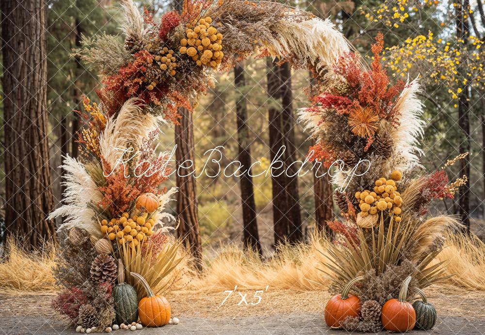 Kate Fall Boho Forest Pumpkin Arch Backdrop Designed by Emetselch