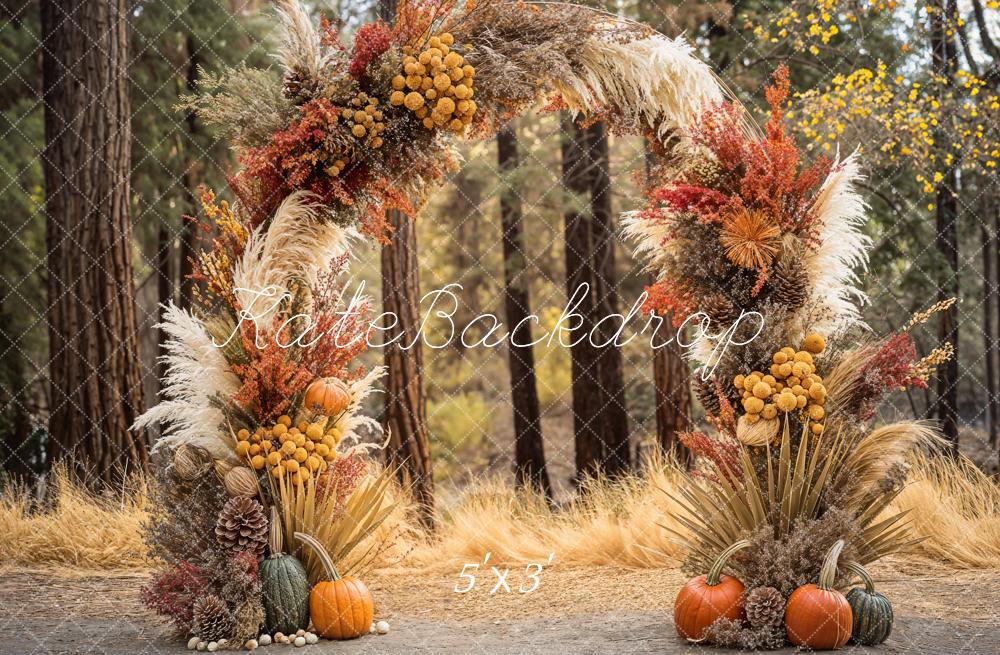 TEST Kate Fall Boho Forest Pumpkin Arch Backdrop Designed by Emetselch