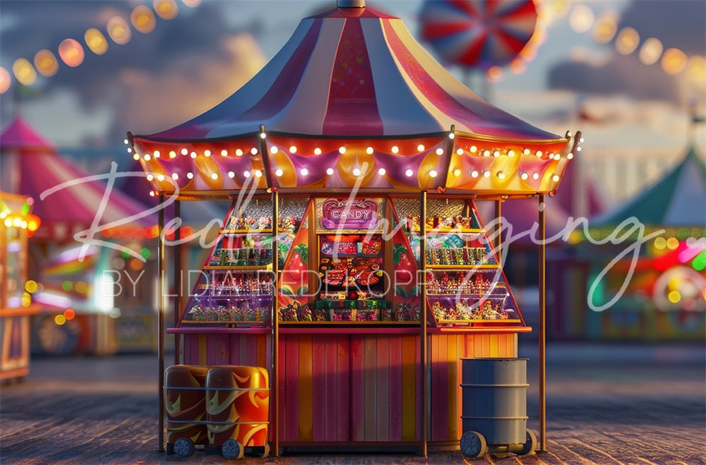 Modern Carnavalscircus Snoepwinkel Achtergrond Ontworpen door Lidia Redekopp