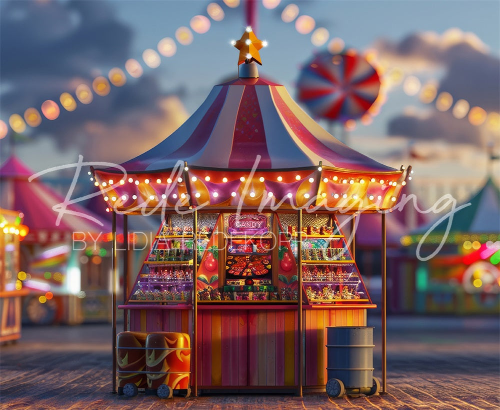 Modern Carnavalscircus Snoepwinkel Achtergrond Ontworpen door Lidia Redekopp
