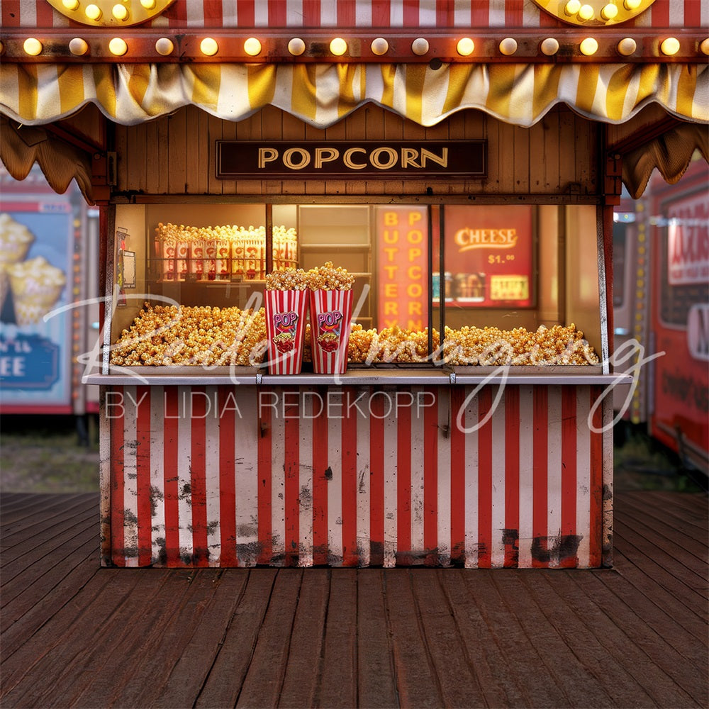 Sfondo Stand di Popcorn del Parco Divertimenti Retrò della Fiera Progettato da Lidia Redekopp