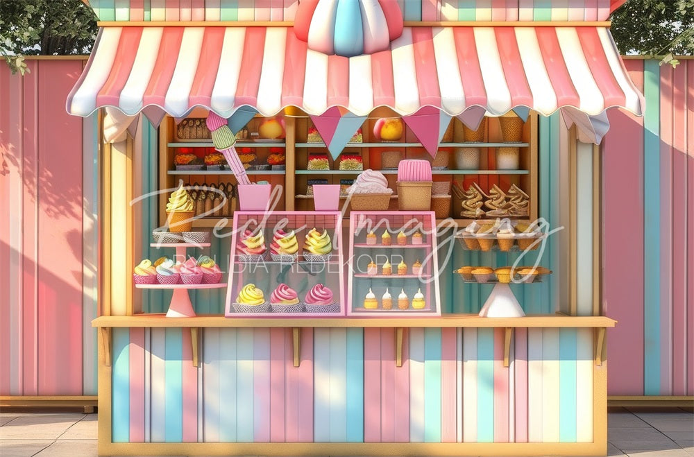 Kate Carnival Sweet Colorful Ice Cream Store Backdrop Designed by Lidia Redekopp