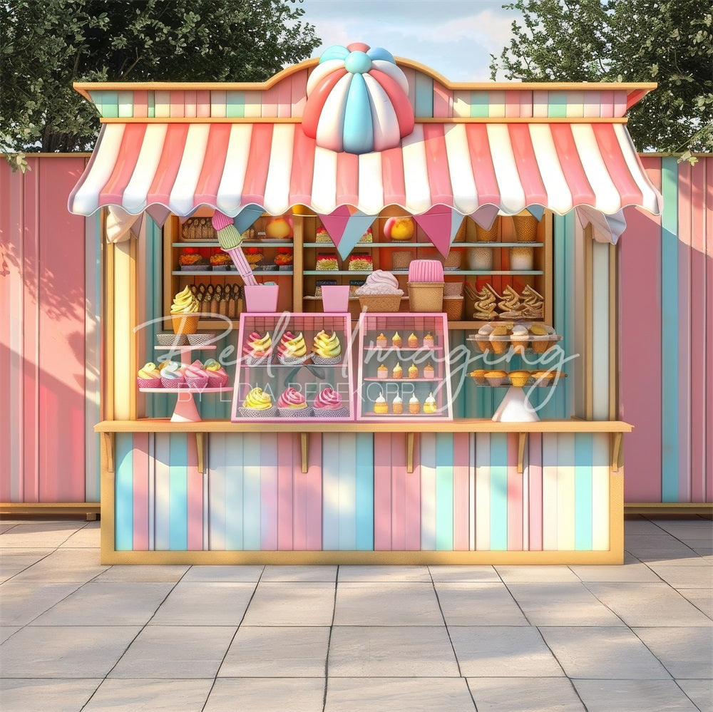 Kate Carnival Sweet Colorful Ice Cream Store Backdrop Designed by Lidia Redekopp