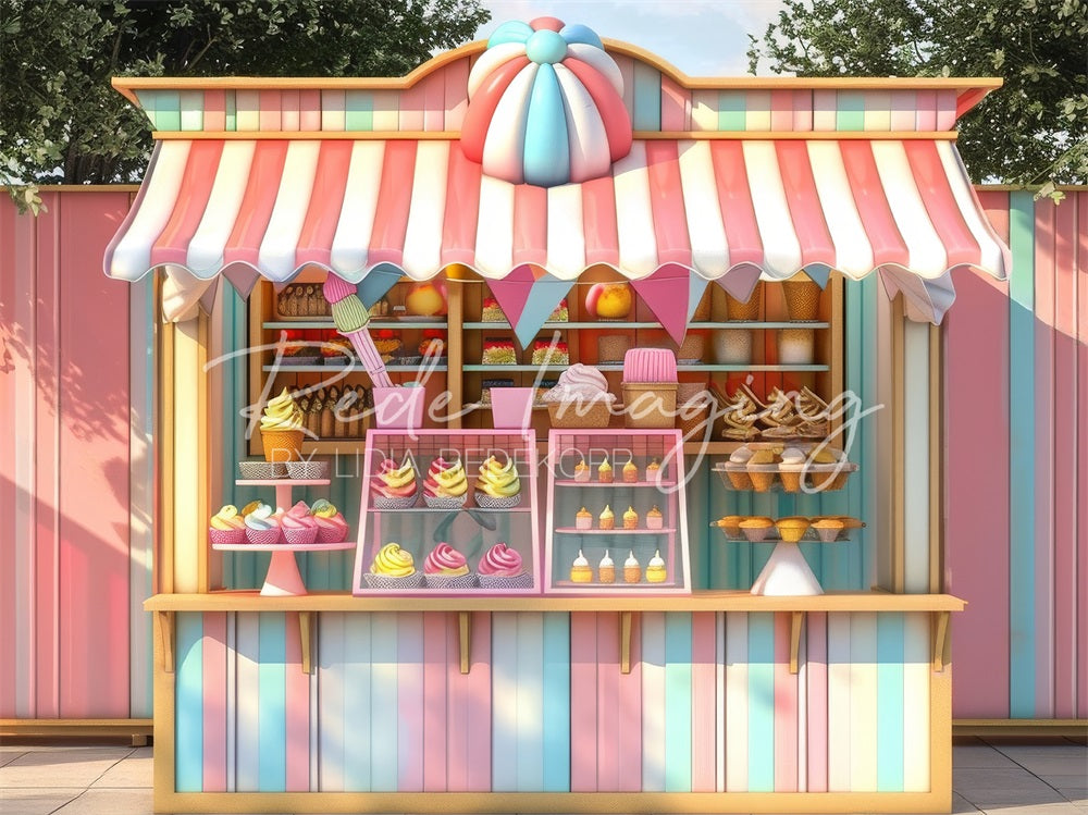 Kate Carnival Sweet Colorful Ice Cream Store Backdrop Designed by Lidia Redekopp