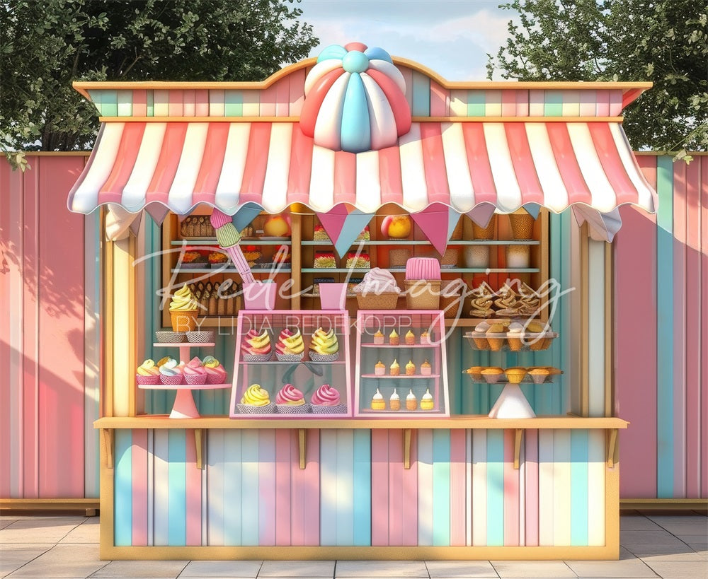 Kate Carnival Sweet Colorful Ice Cream Store Backdrop Designed by Lidia Redekopp