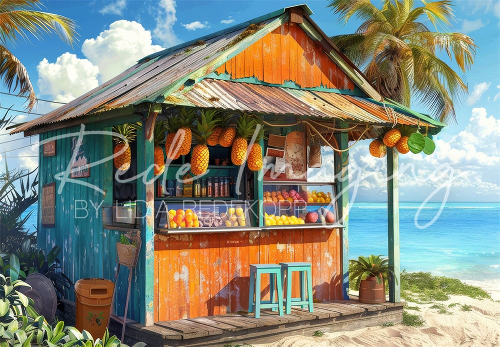 Zomer Zee Strand Fruitwinkel Achtergrond Ontworpen door Lidia Redekopp