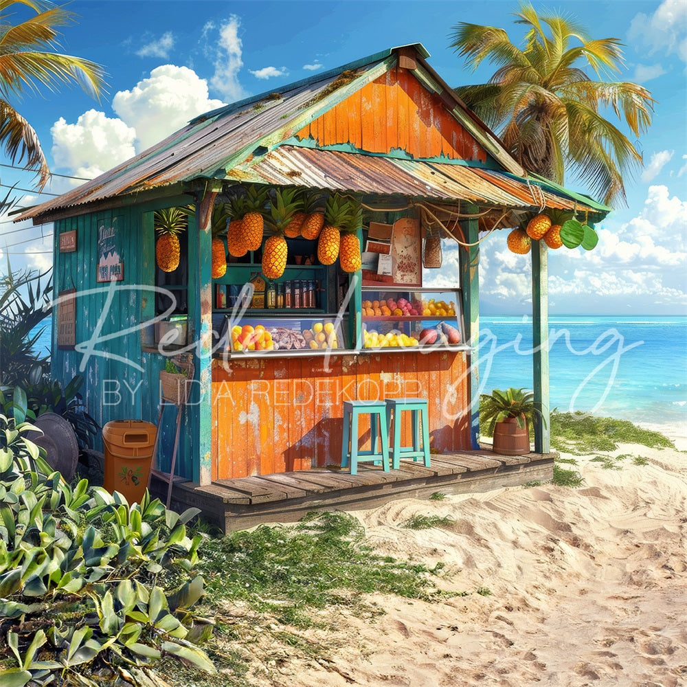 Sfondo negozio di frutta estivo al mare progettato da Lidia Redekopp