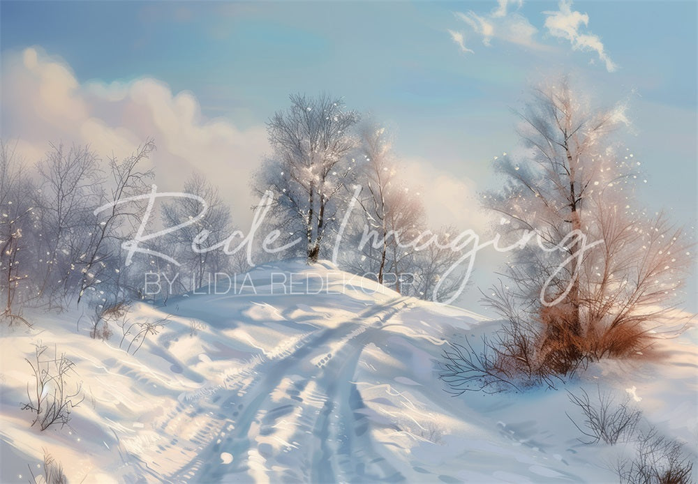 Winter Outdoor Forest Snow Mountain Achtergrond Ontworpen door Lidia Redekopp