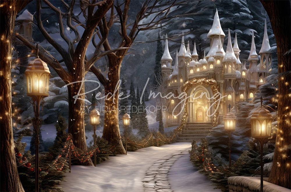 Kate Winter Dreamy Forest White Frosty Castle Backdrop Designed by Lidia Redekopp