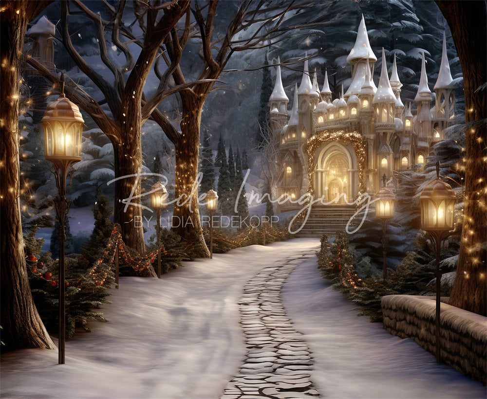 TEST Kate Winter Dreamy Forest White Frosty Castle Backdrop Designed by Lidia Redekopp