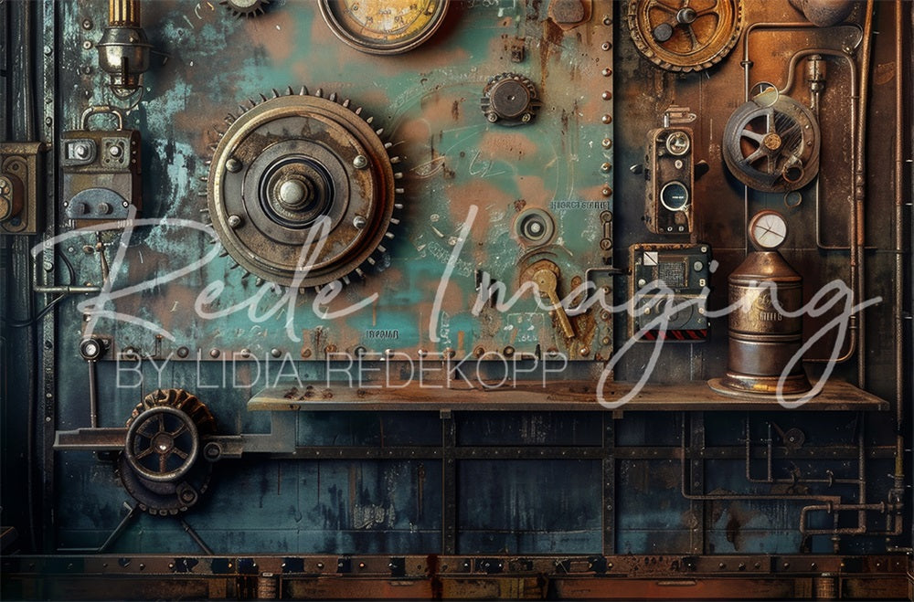 Kate Vintage Factory Steampunk Metal Wall Backdrop Designed by Lidia Redekopp